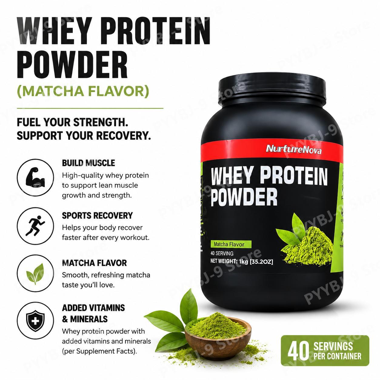 Fitness With Nutrition - NurtureNova Whey Protein Powder Matcha Flavor