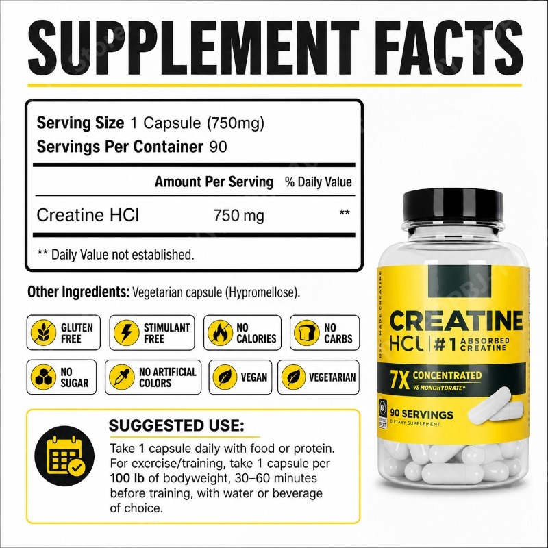 Creatine HCl 750mg 90 Capsules - đánh giá và giá Nutrition Fitness Supplements