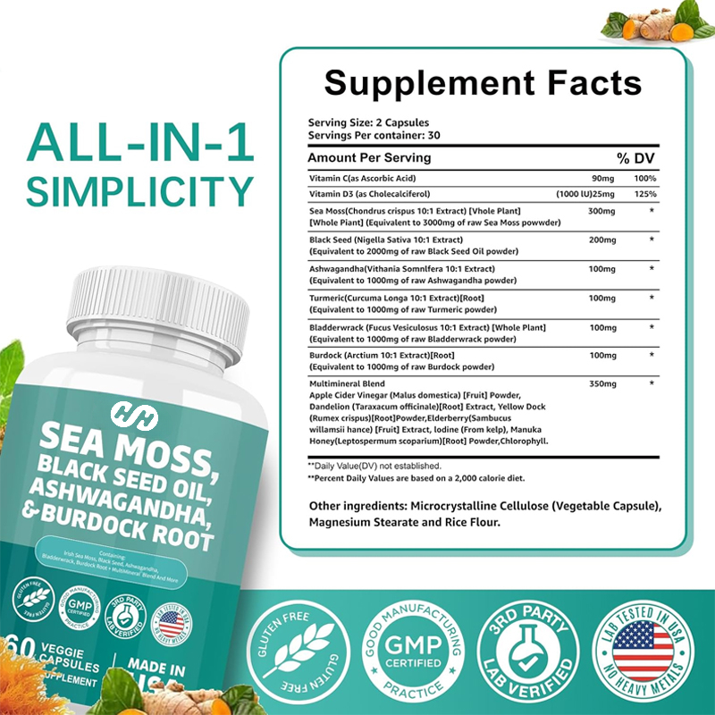 60 Capsules 7000mg Seaweed 400 - đánh giá và giá Black Seed Oil Capsule
