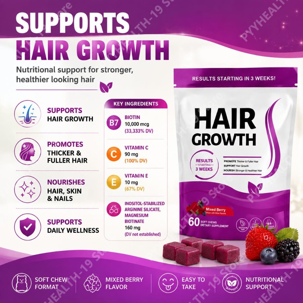 Hair Growth Soft Chews with Bi - đánh giá và giá Biotin Hair Growth